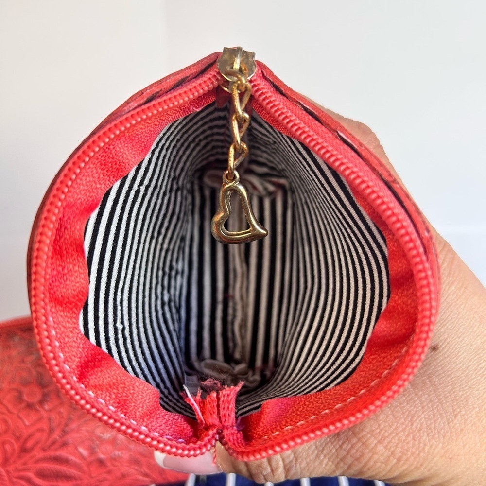 COSMETIC BAG & COIN Bag, LEATHER Cosmetic Pouch, Hand tooled, Artesanal (B) - Picture 9 of 9
